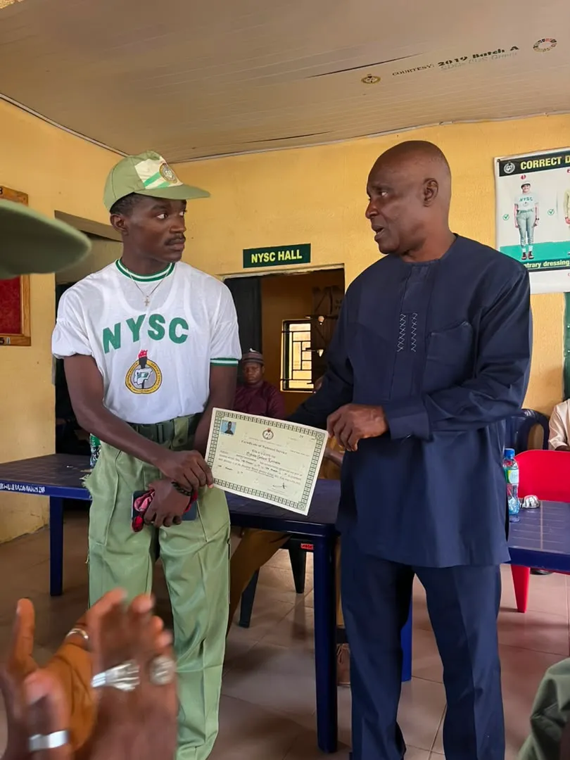 Godsave Kawurem celebrates his NYSC passing-out parade and recognition for his CorperSpace CDS project.